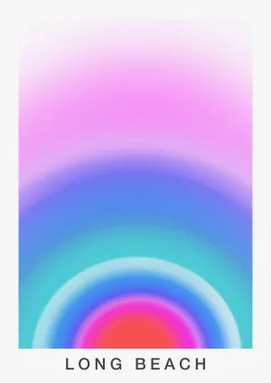 American Art Print California Abstract Gradient Sunset Wall Artwork Print 'Long Beach'