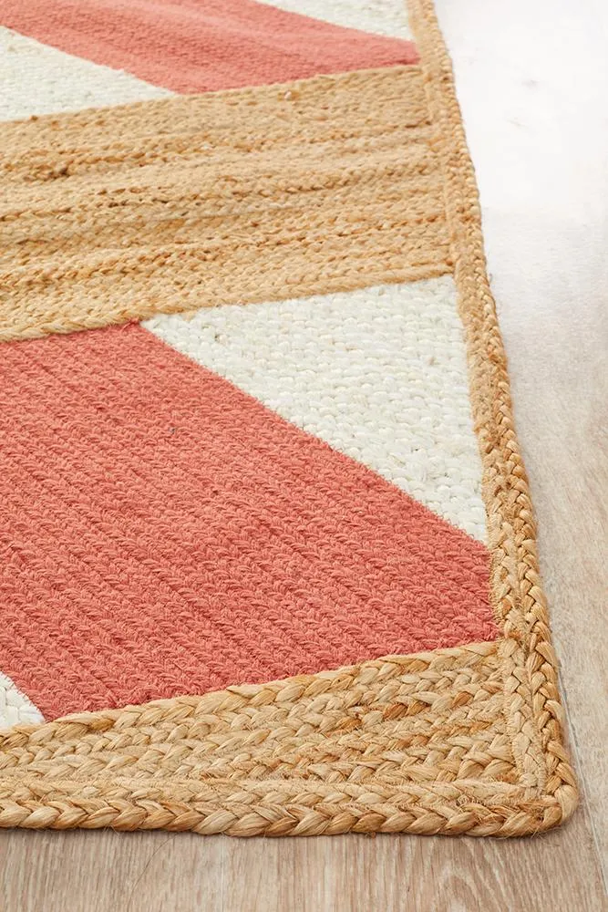 Array Hand-Crafted  Jute - Cotton Coral Rug