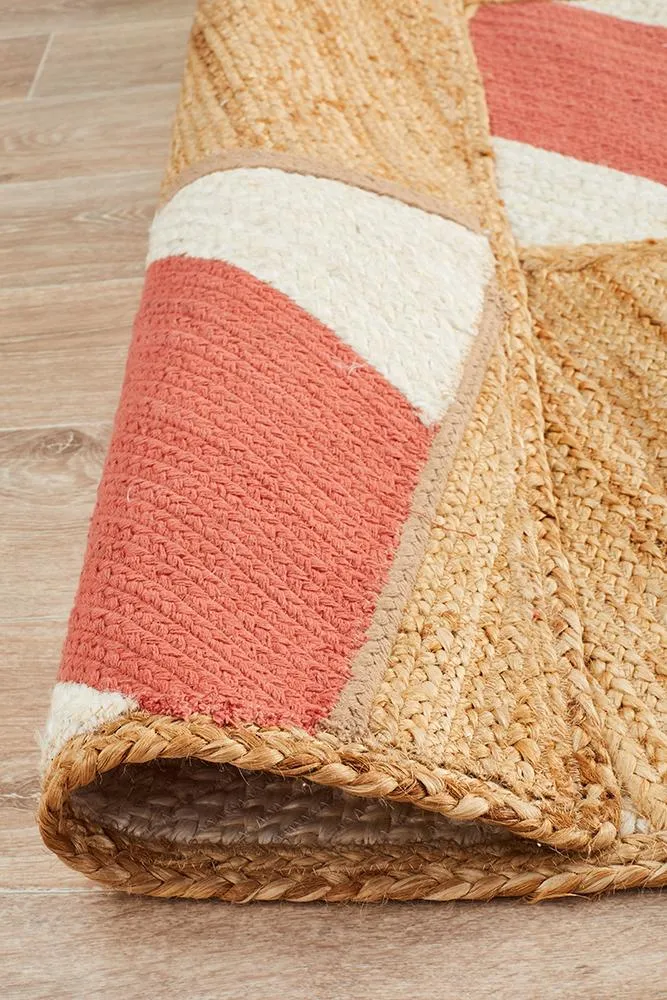 Array Hand-Crafted  Jute - Cotton Coral Rug