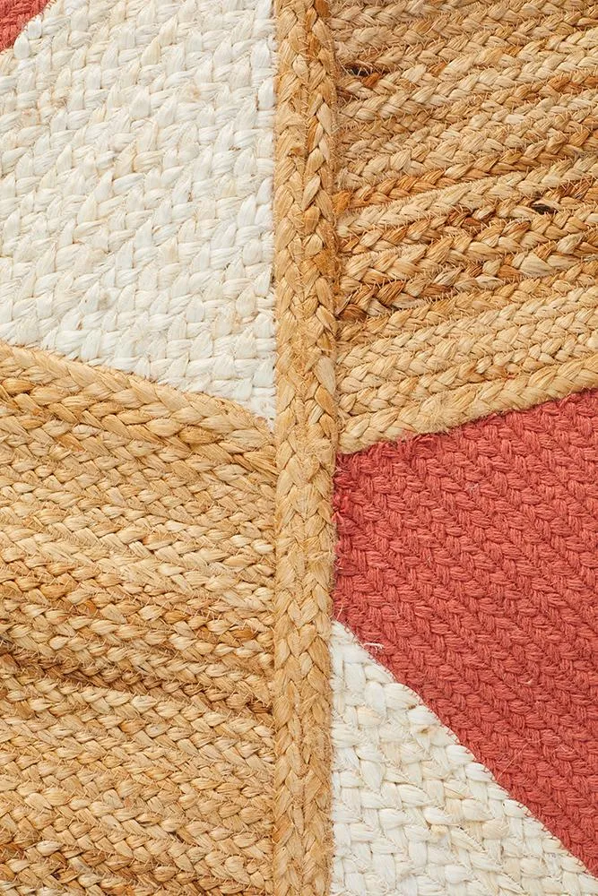 Array Hand-Crafted  Jute - Cotton Coral Rug