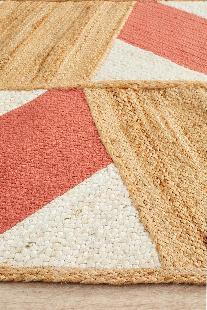 Array Hand-Crafted  Jute - Cotton Coral Rug