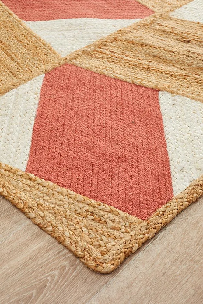 Array Hand-Crafted  Jute - Cotton Coral Rug
