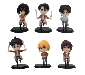 Attack On Titan Tiny Tan Action Figurine Set | 6 Anime Figurines | 8.5-9.5 cm |