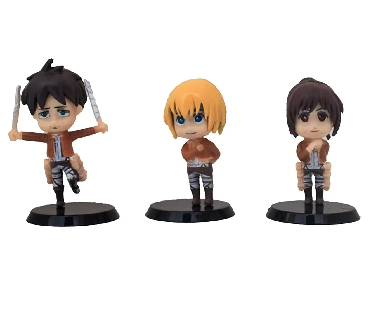 Attack On Titan Tiny Tan Action Figurine Set | 6 Anime Figurines | 8.5-9.5 cm |