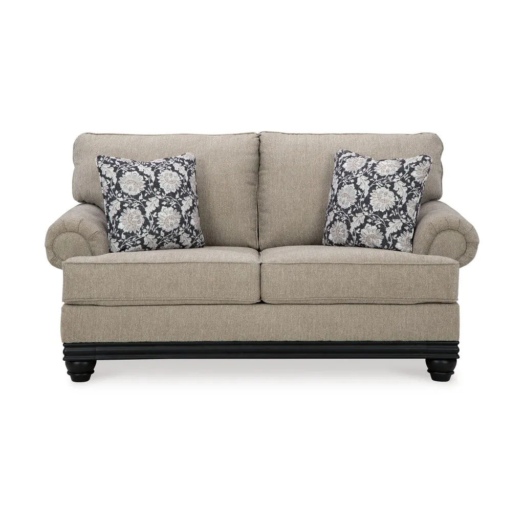 Bian 73 Inch Loveseat, Oversized Cushions, 2 Pillows, Taupe Polyester By Casagear Home