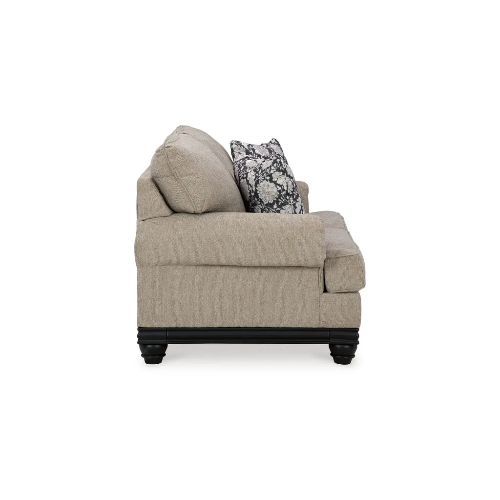 Bian 73 Inch Loveseat, Oversized Cushions, 2 Pillows, Taupe Polyester By Casagear Home