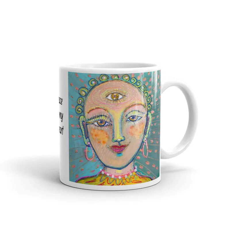 Buddha Peace in my Heart Novelty Mug Coffe Mug, Spiritual Gifts for Her, More Art Inspirational Mugs and Gifts, Coffee Tea Mug