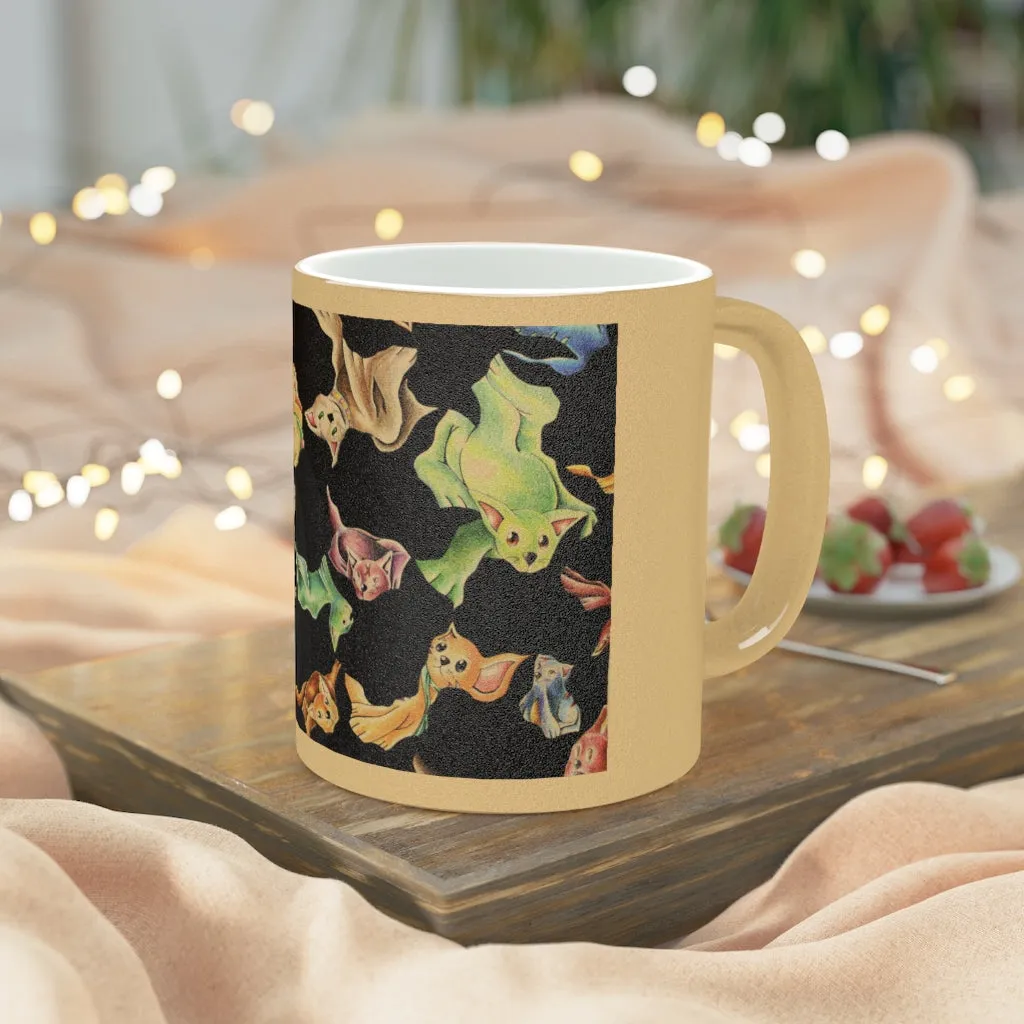 Cat Pattern Metallic Mug (Silver / Gold)
