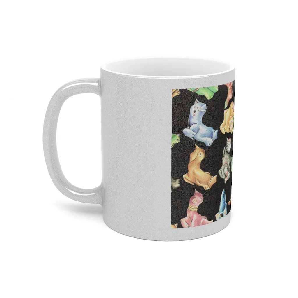 Cat Pattern Metallic Mug (Silver / Gold)