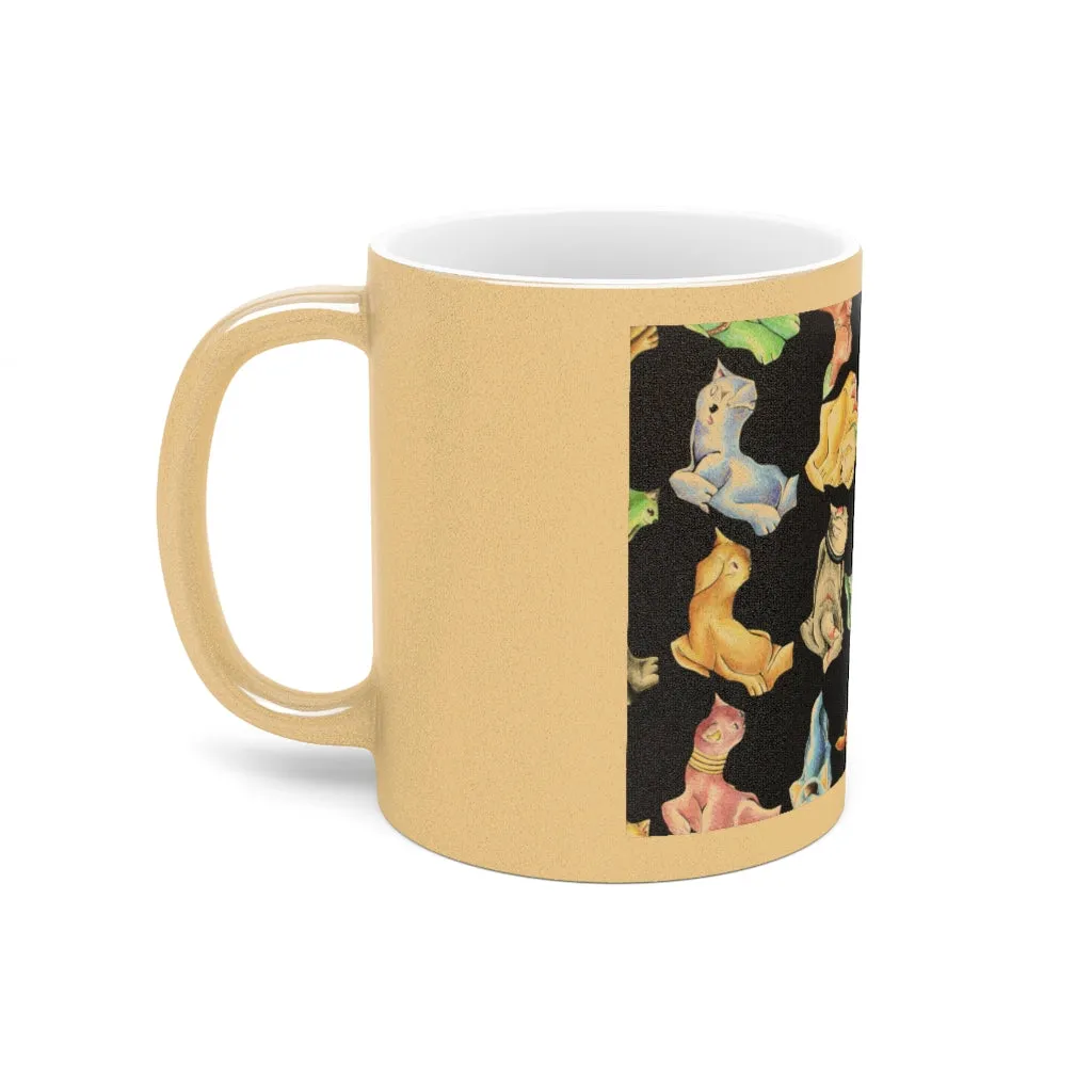 Cat Pattern Metallic Mug (Silver / Gold)