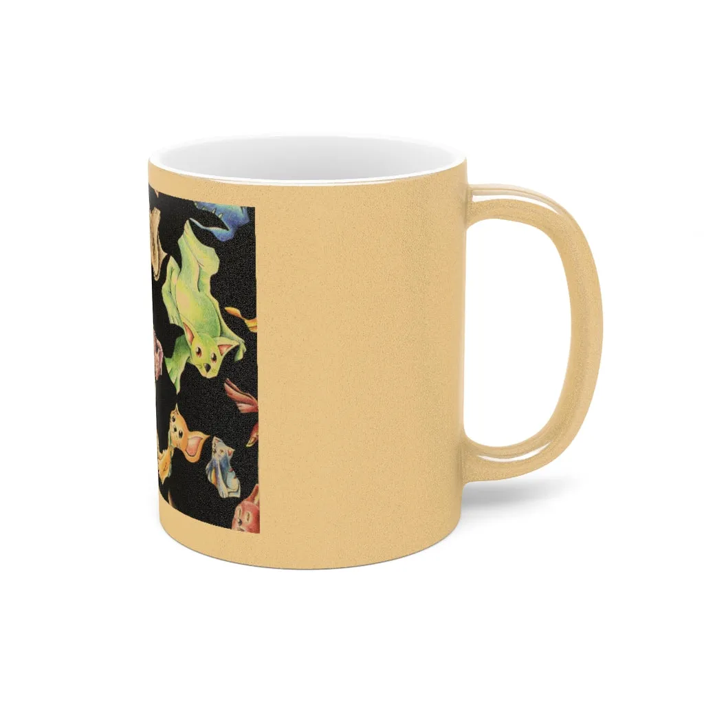Cat Pattern Metallic Mug (Silver / Gold)
