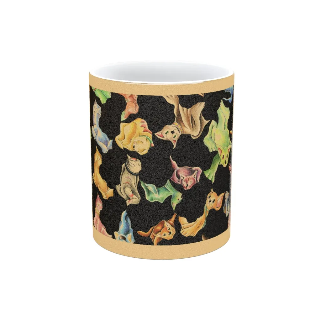 Cat Pattern Metallic Mug (Silver / Gold)
