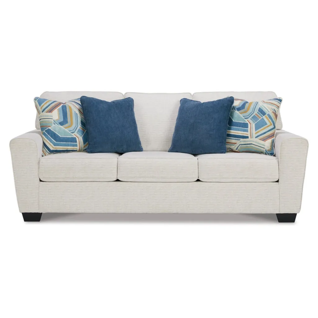 Caten 87 Inch Queen Sleeper Sofa, Soft Polyester, 4 Pillows, Snowy White By Casagear Home