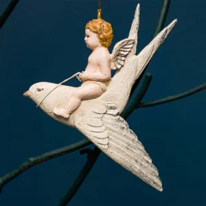 CHERUB ON SWIFT ORNAMENT