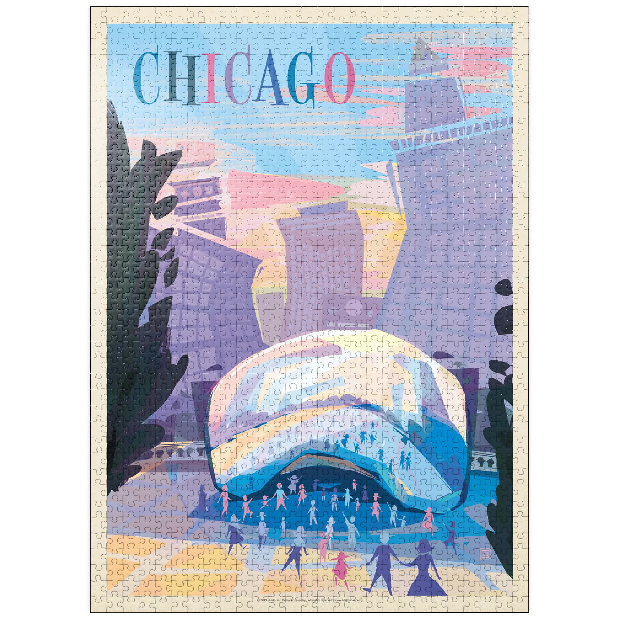 Chicago, IL: Millennium Park (Mod Design), Vintage Poster