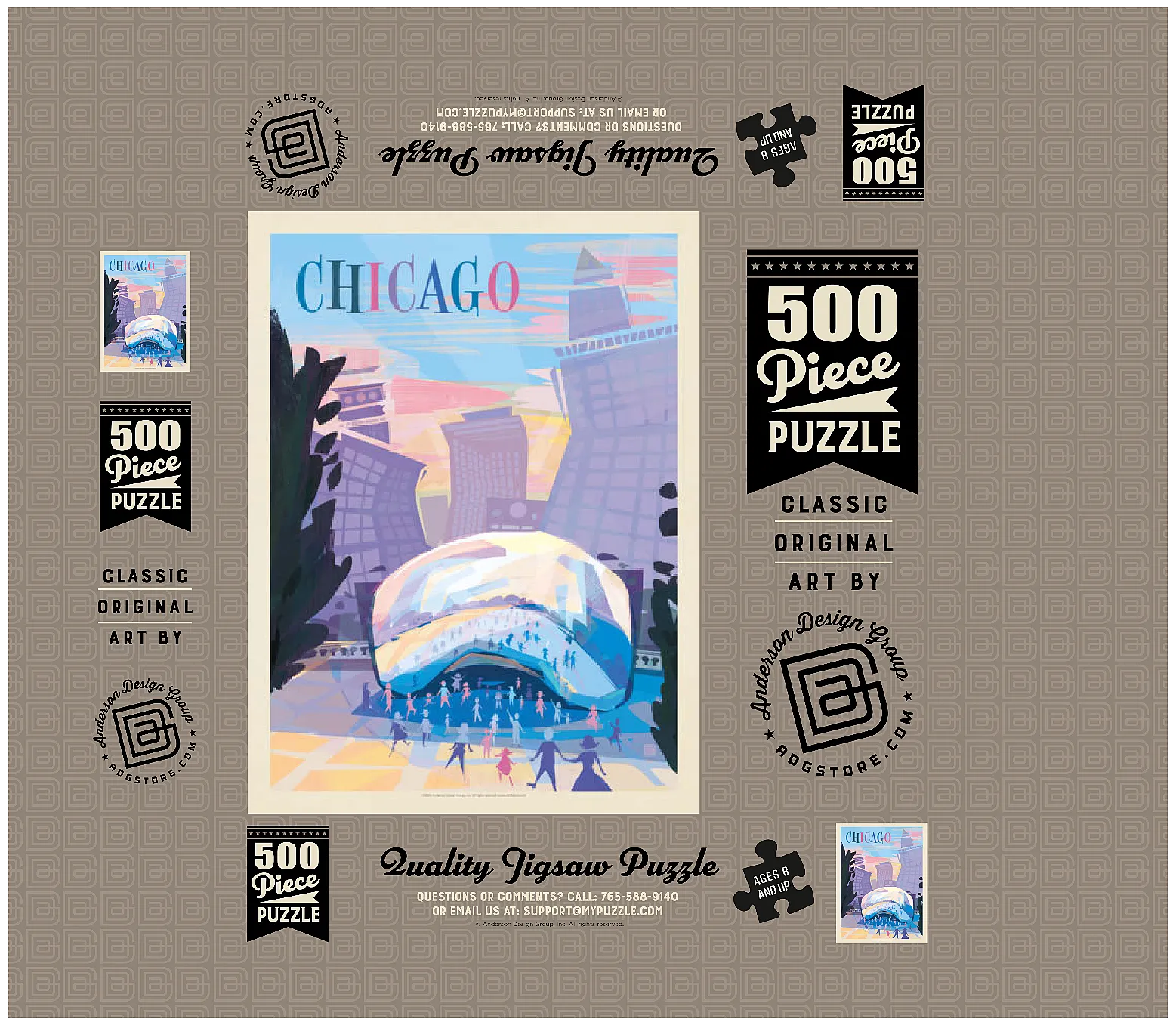 Chicago, IL: Millennium Park (Mod Design), Vintage Poster