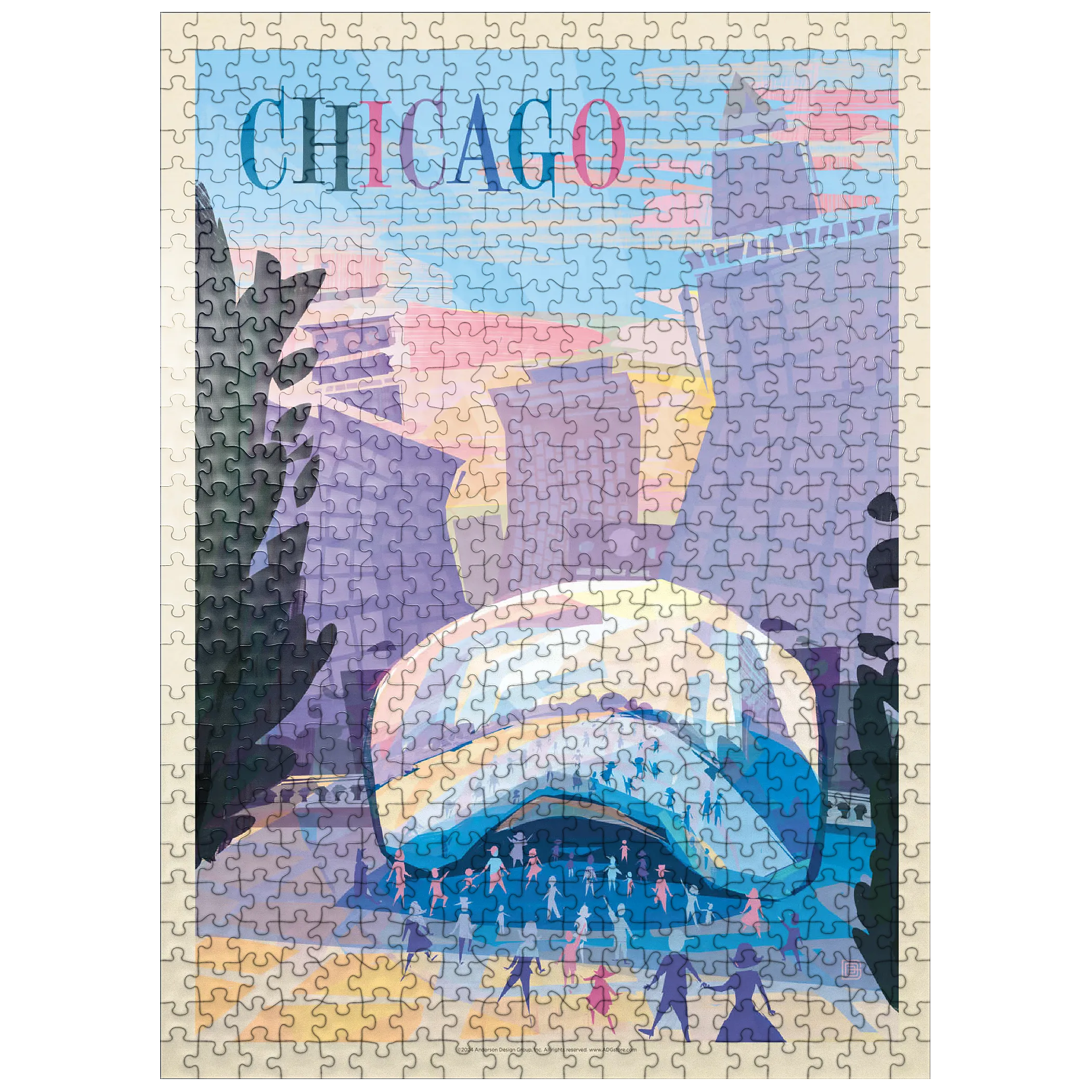 Chicago, IL: Millennium Park (Mod Design), Vintage Poster