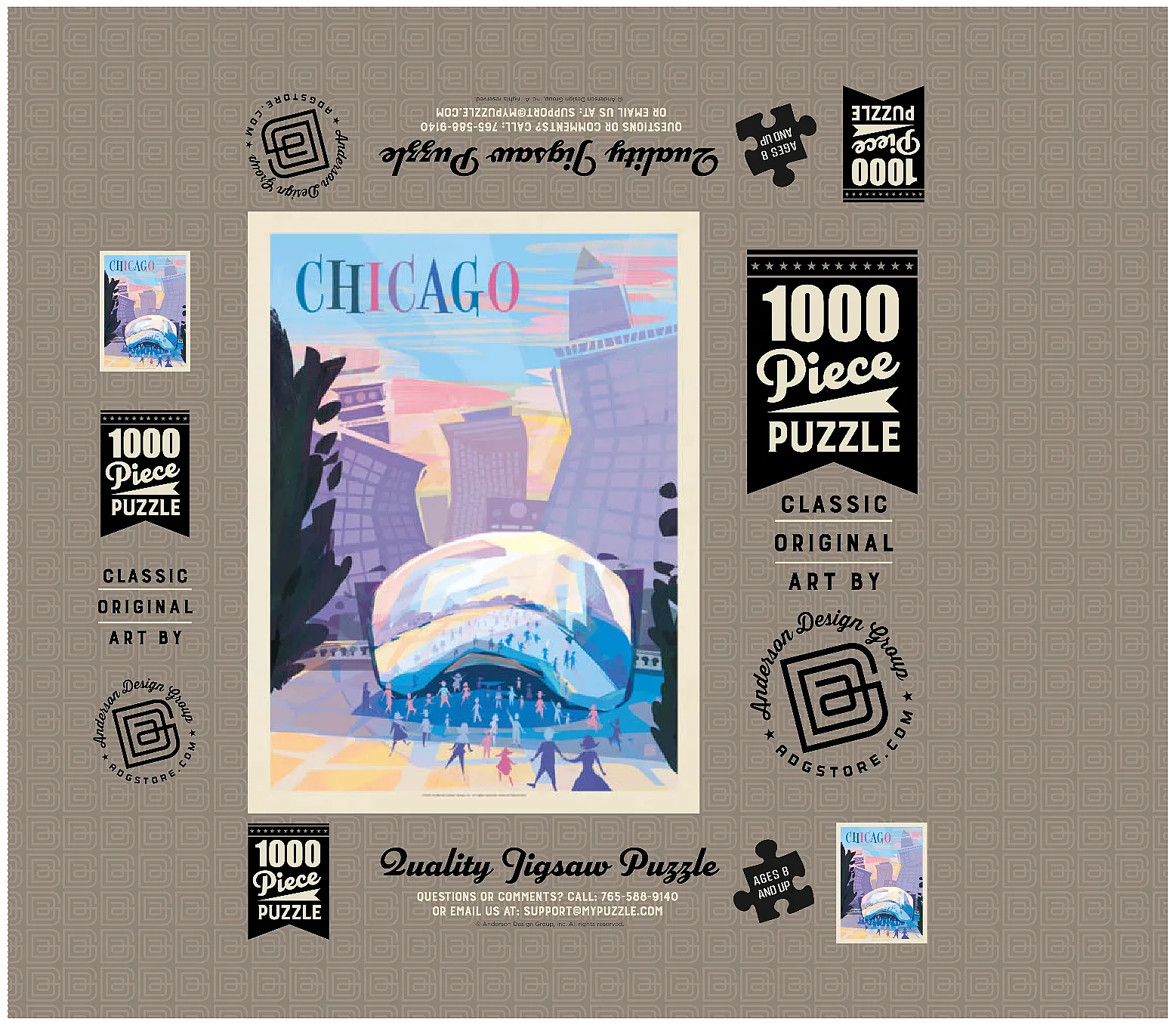 Chicago, IL: Millennium Park (Mod Design), Vintage Poster