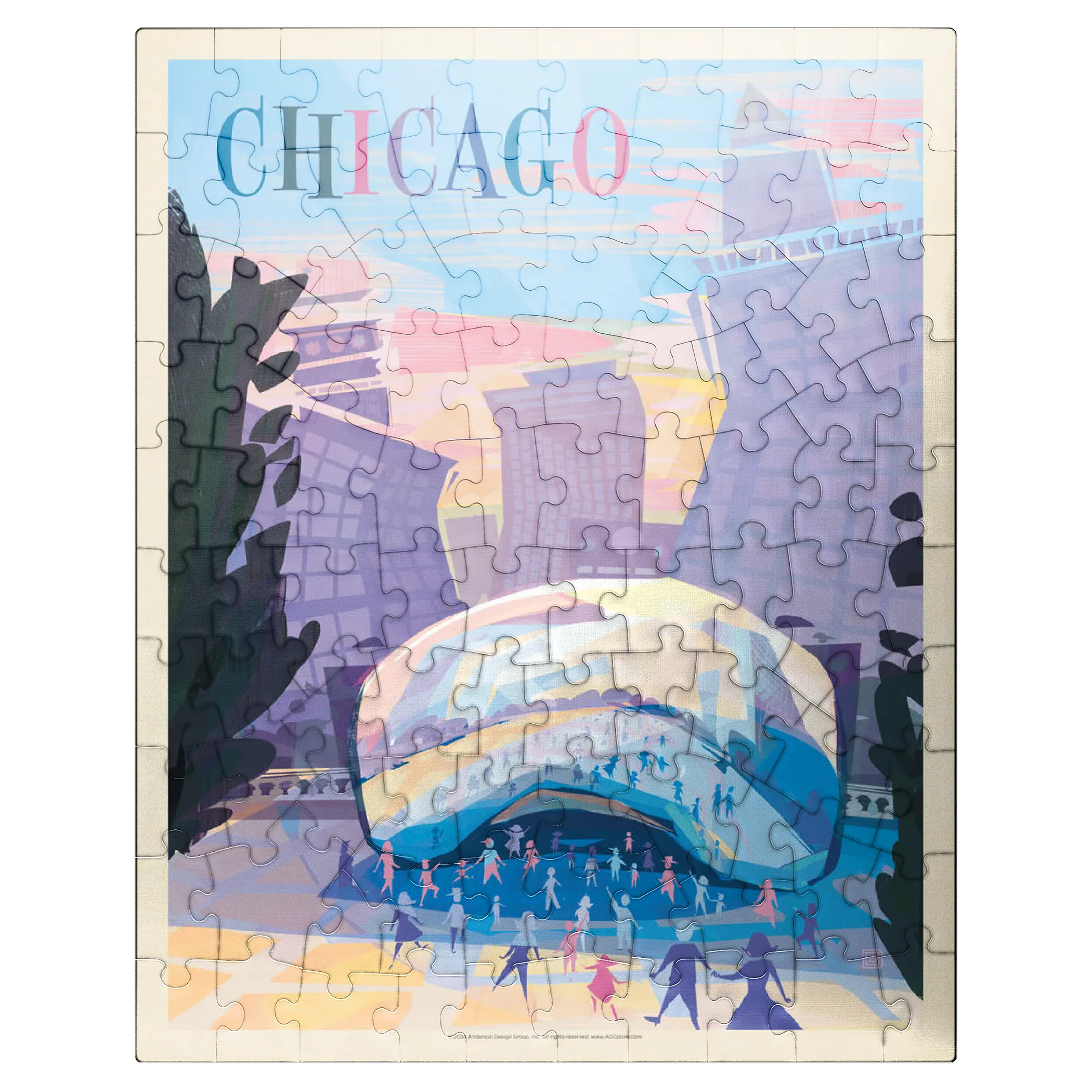 Chicago, IL: Millennium Park (Mod Design), Vintage Poster