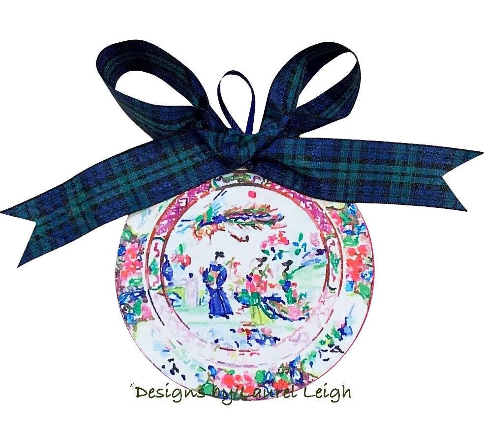 Chinoiserie Ornament - Colorful Watercolor Geisha