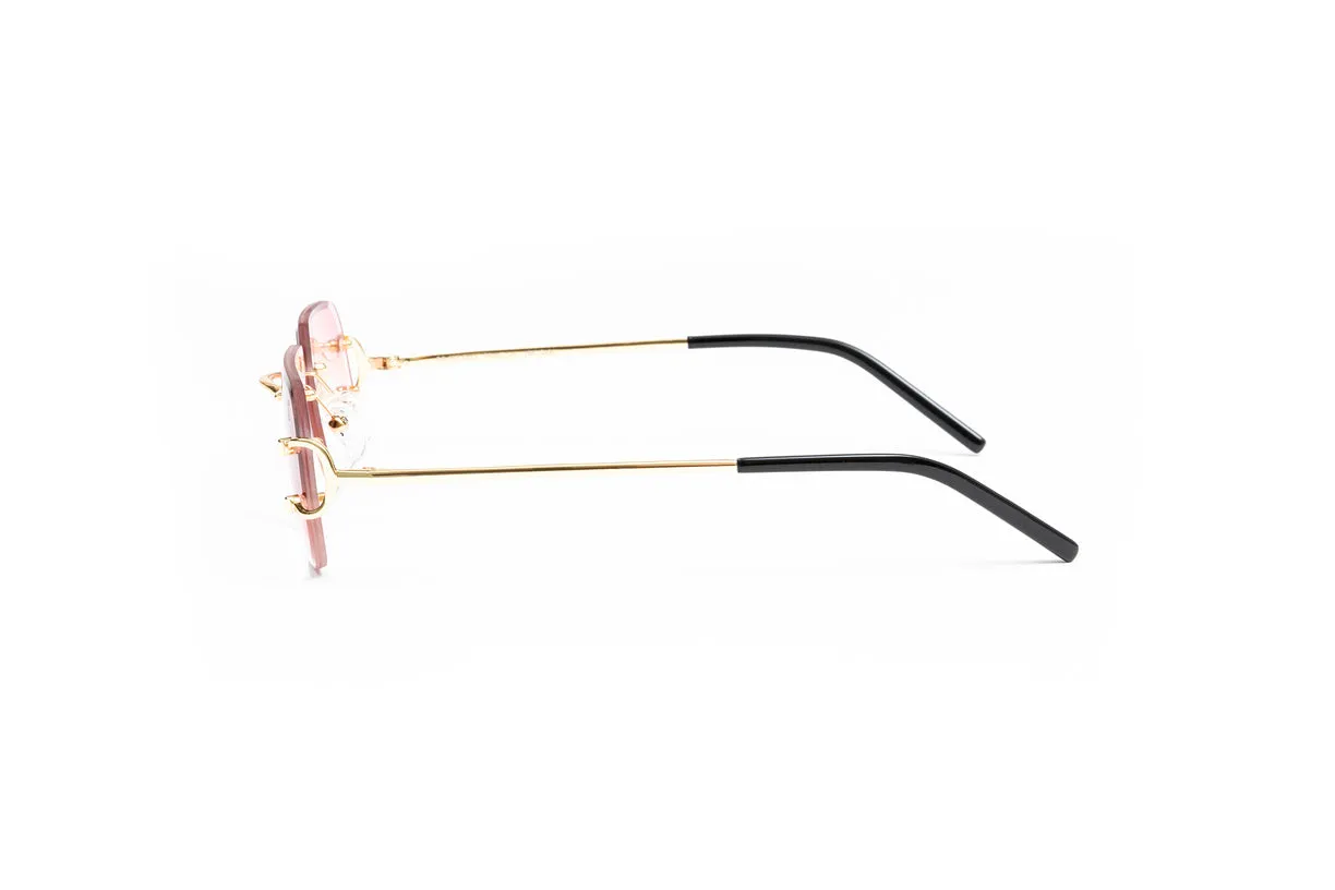 CLASSIC C 18KT Rimless Sunglasses, Gradient Pink Rectangular Lenses