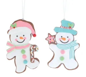 Clay Dough Snowman Cookie Ornament: Pink/Blue