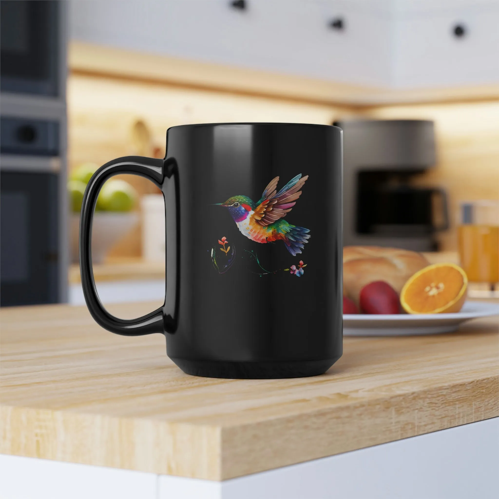 Cute Hummingbird 2 - Black Mug, 15oz