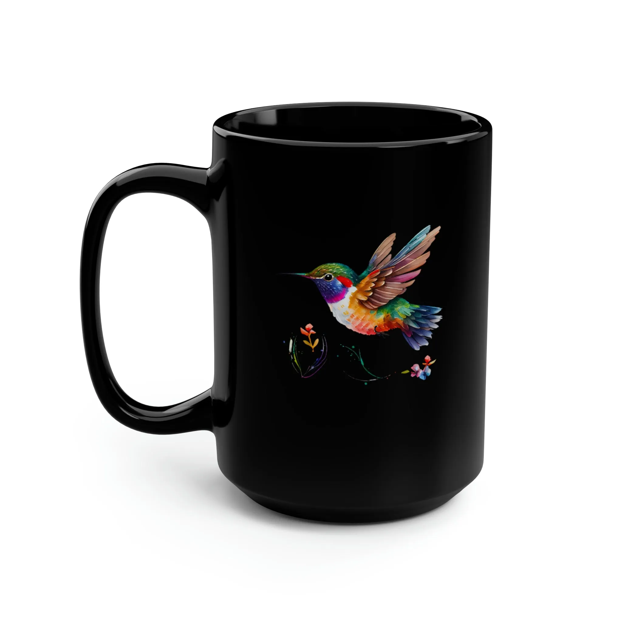 Cute Hummingbird 2 - Black Mug, 15oz