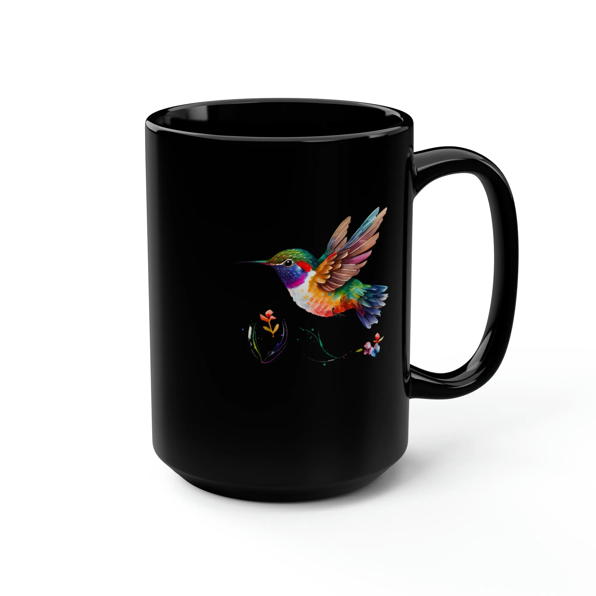 Cute Hummingbird 2 - Black Mug, 15oz