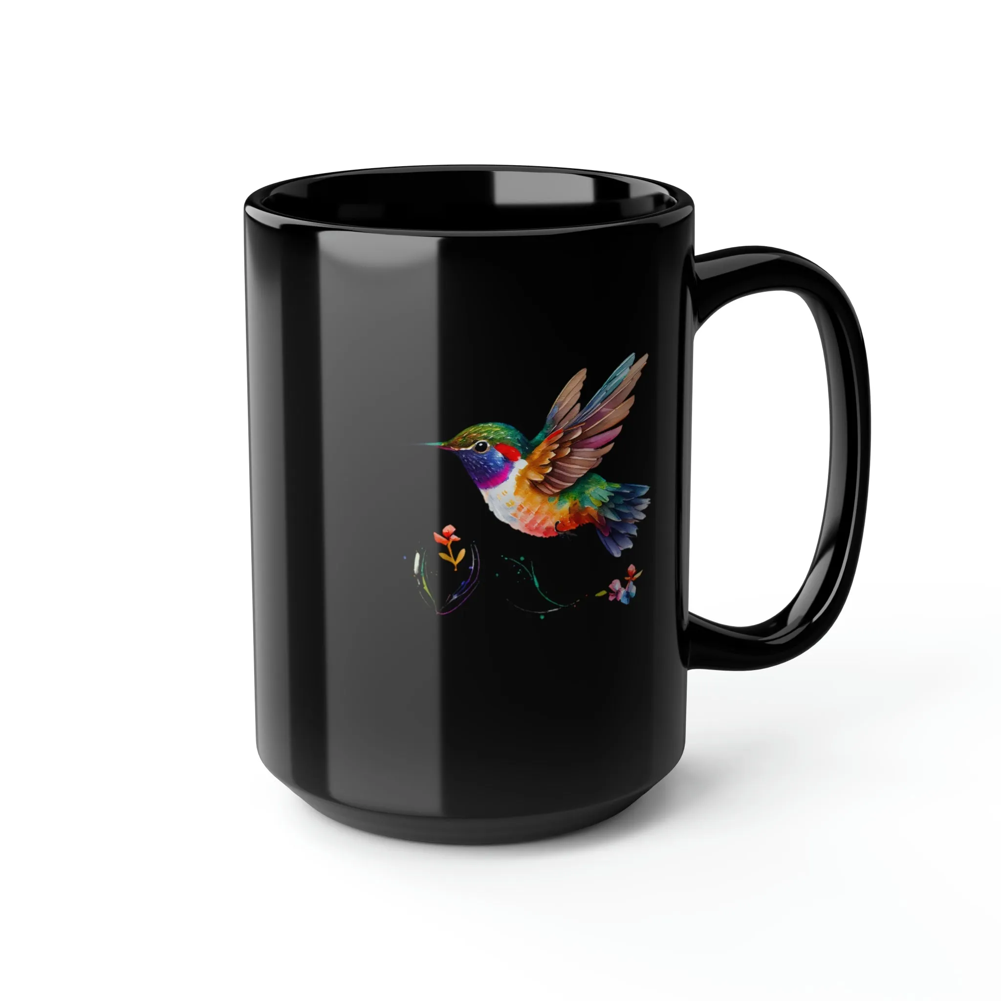 Cute Hummingbird 2 - Black Mug, 15oz