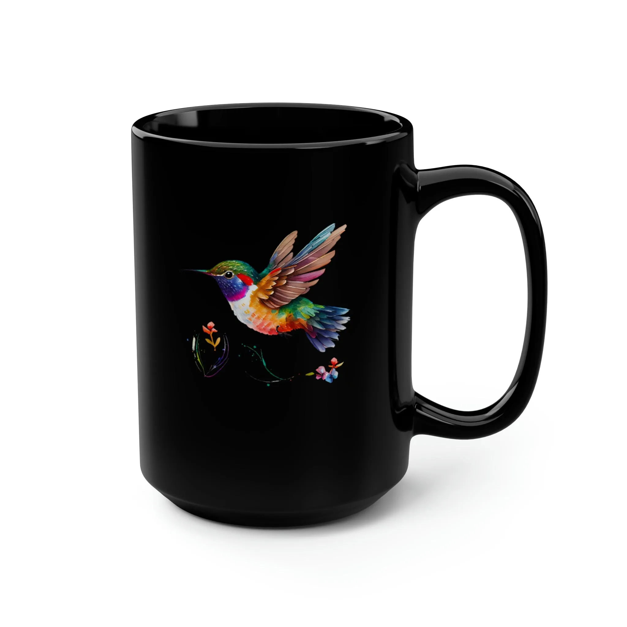 Cute Hummingbird 2 - Black Mug, 15oz
