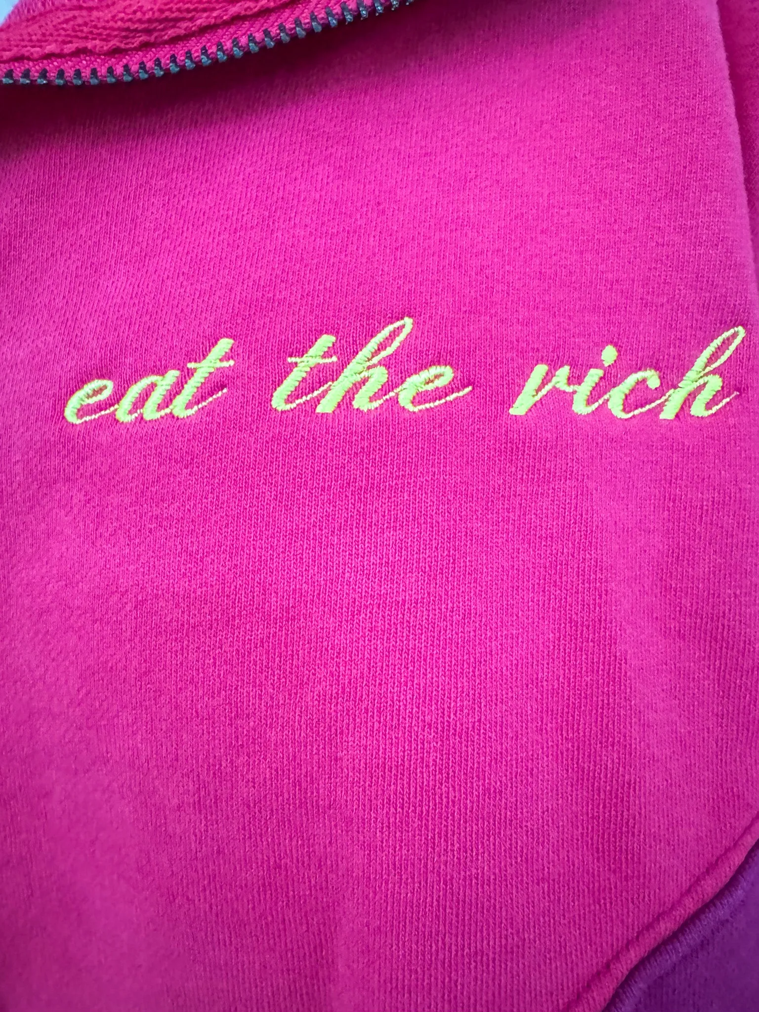 Eat the Rich Funky Cropped Quarter Zip Crewneck XS
