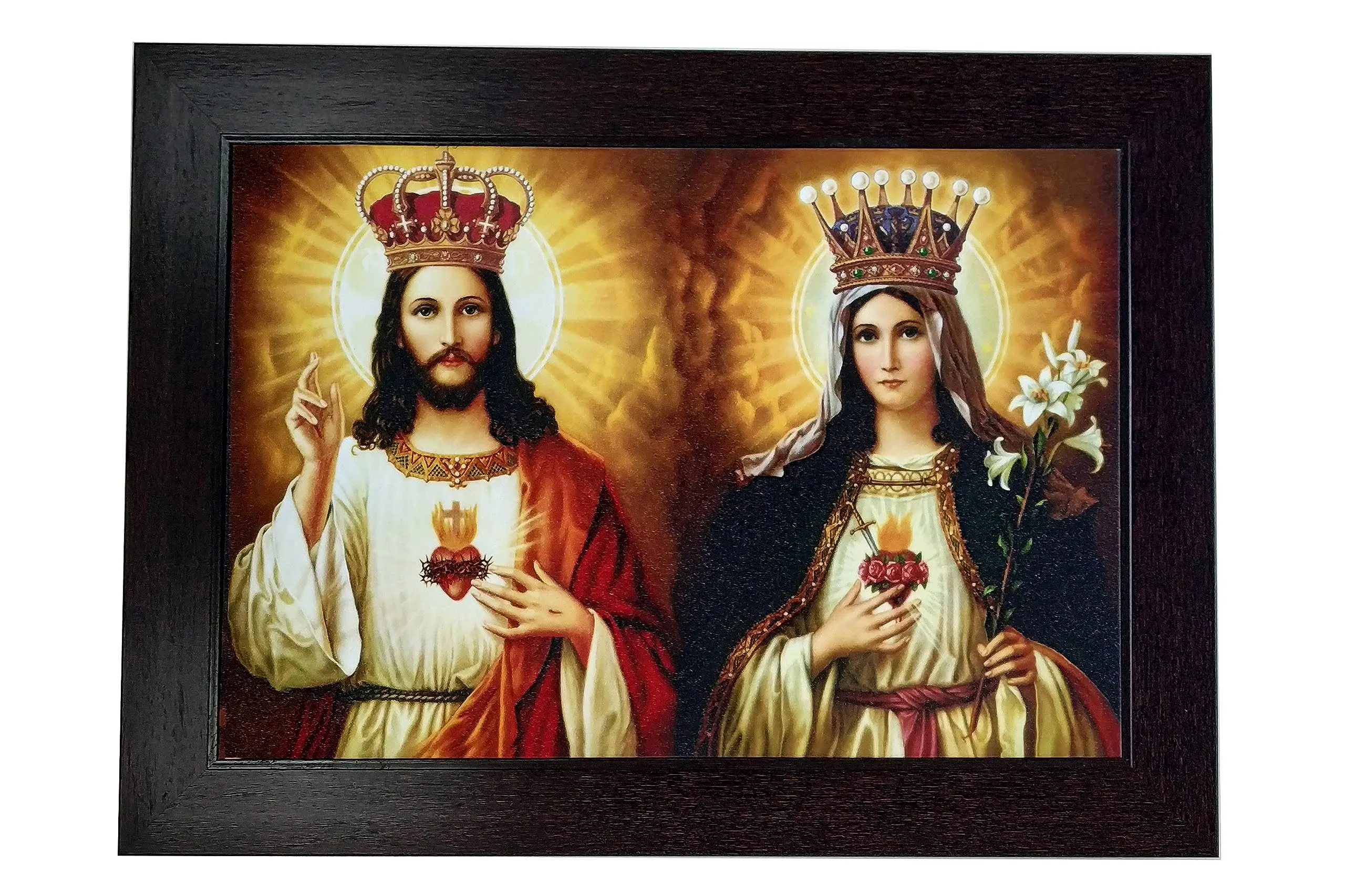 Elegance Jesus Christ and Mother Mary painting Christian Art picture photo frame for home decoration Painting Size- 20 length x 15 height inch