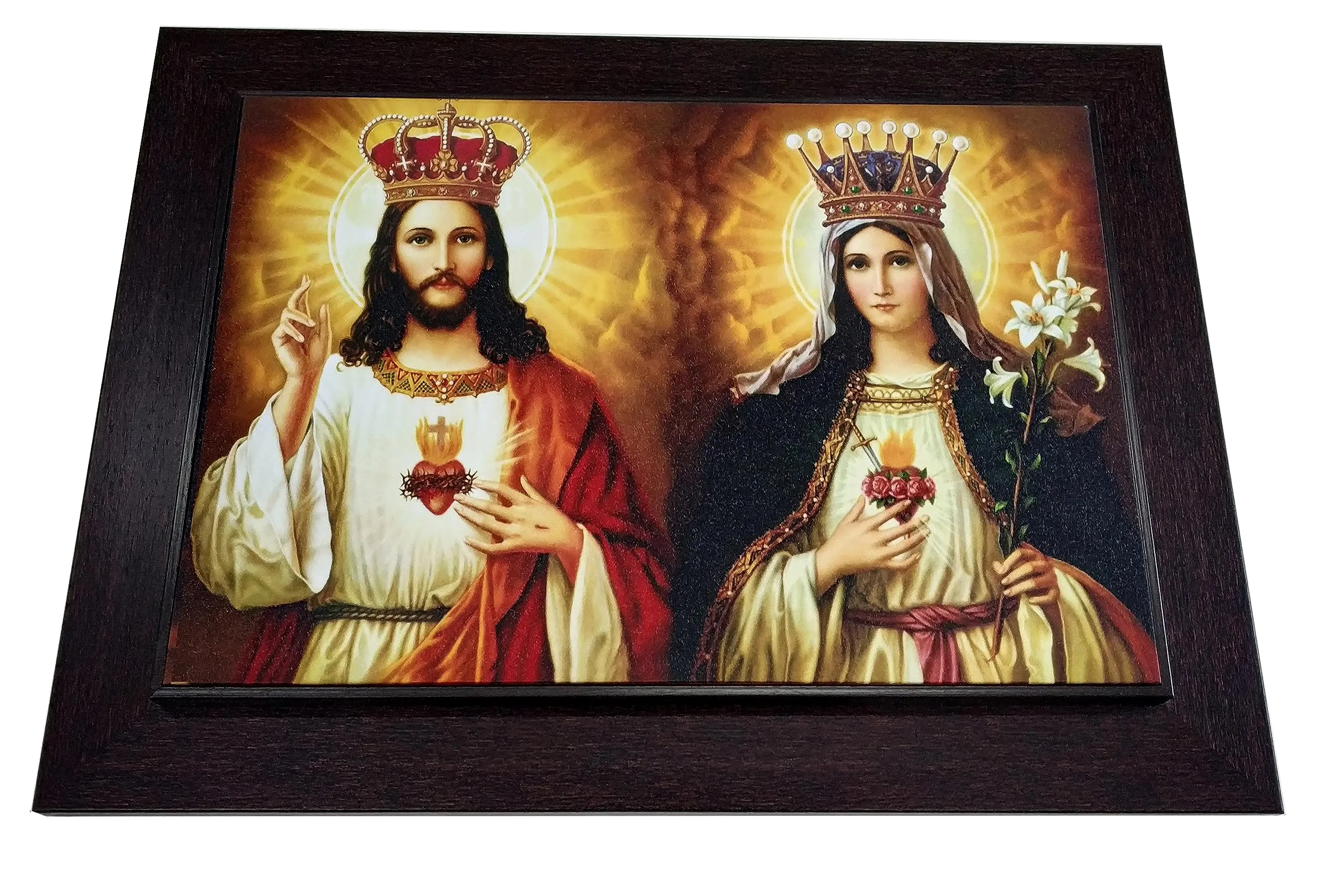 Elegance Jesus Christ and Mother Mary painting Christian Art picture photo frame for home decoration Painting Size- 20 length x 15 height inch
