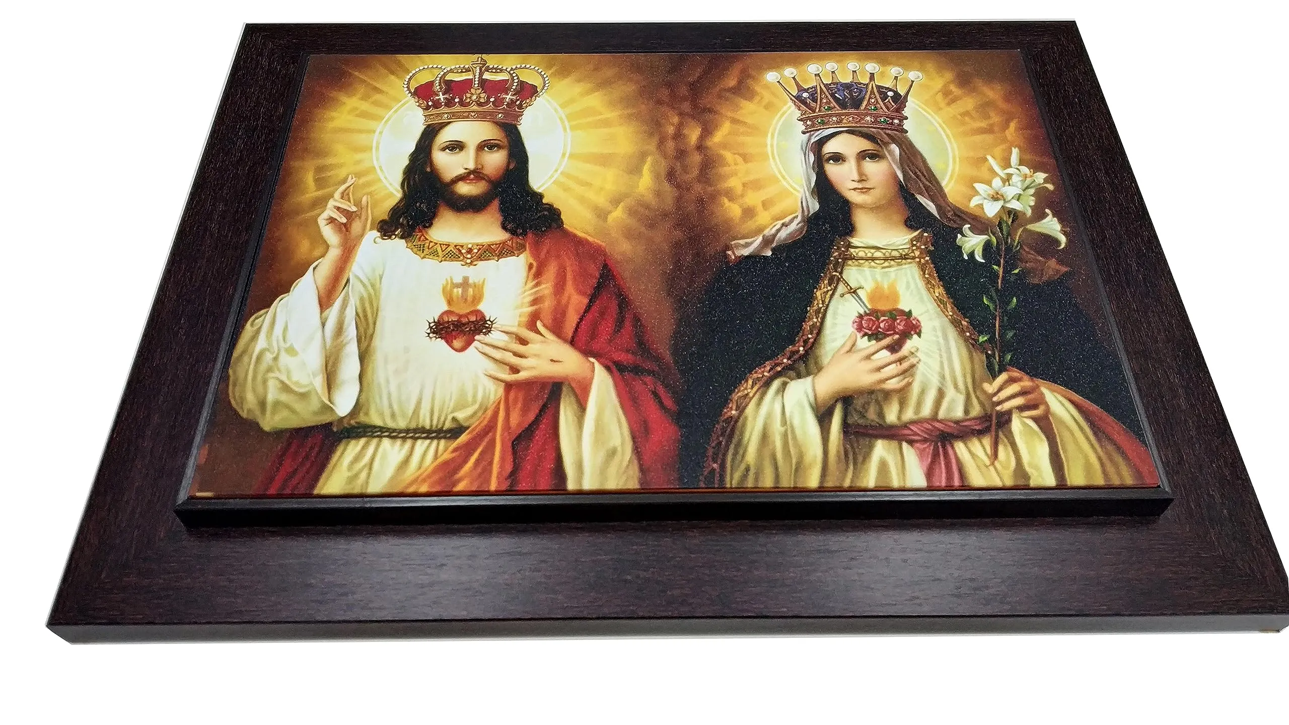 Elegance Jesus Christ and Mother Mary painting Christian Art picture photo frame for home decoration Painting Size- 20 length x 15 height inch