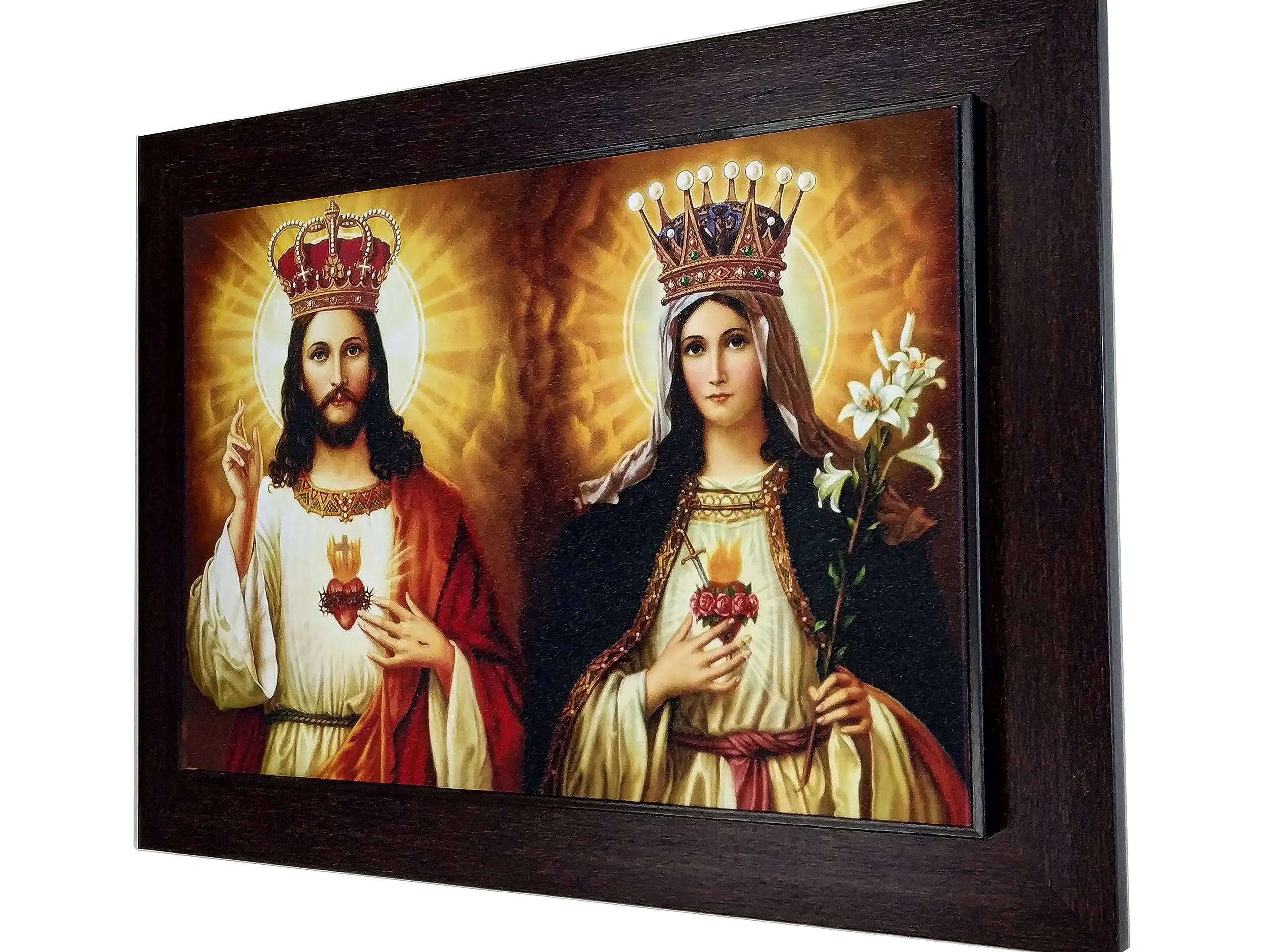 Elegance Jesus Christ and Mother Mary painting Christian Art picture photo frame for home decoration Painting Size- 20 length x 15 height inch