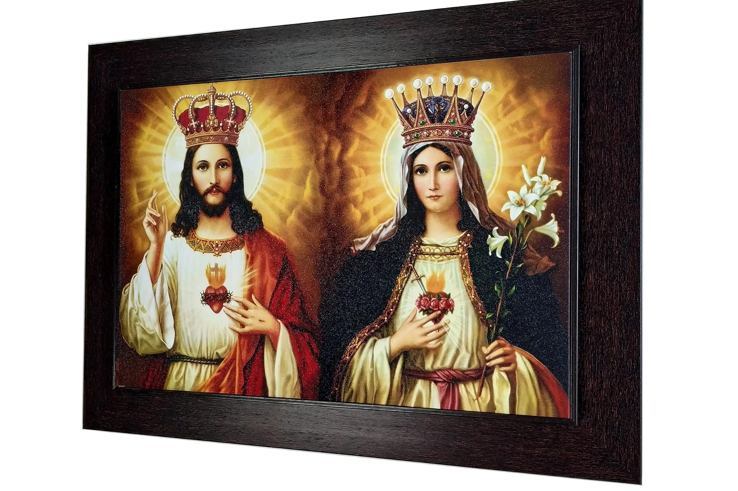 Elegance Jesus Christ and Mother Mary painting Christian Art picture photo frame for home decoration Painting Size- 20 length x 15 height inch