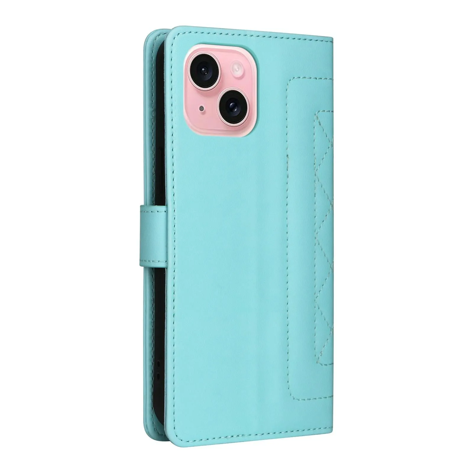 For Iphone 15 Diamond Lattice Leather Flip Phone Case