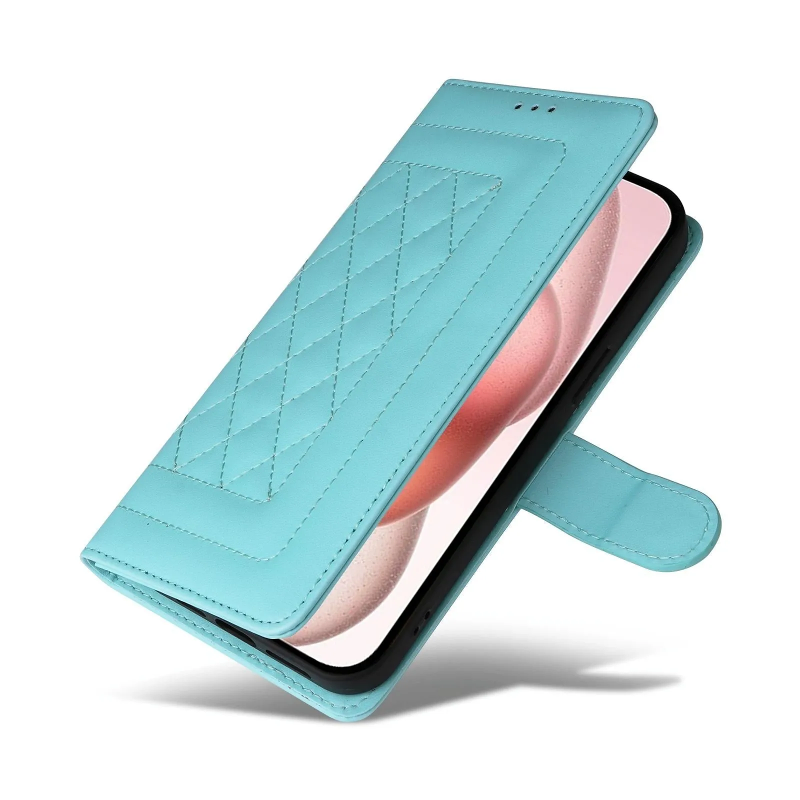 For Iphone 15 Diamond Lattice Leather Flip Phone Case