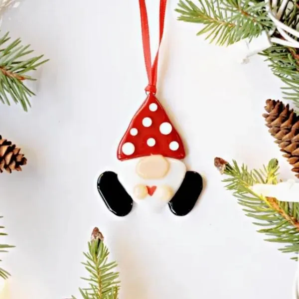 Fused Glass Ornament - Gnome
