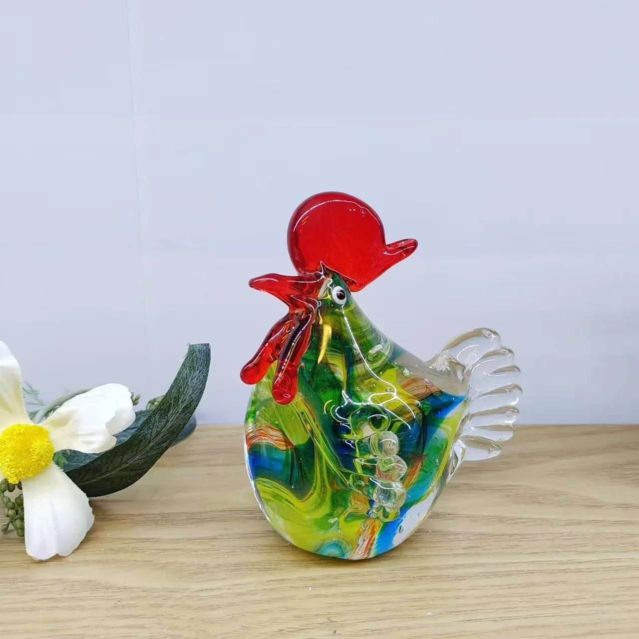 Glass Chicken Ornaments Creative Home Soft Outfit Model Room Decoration Ancient French Glaze Ornament