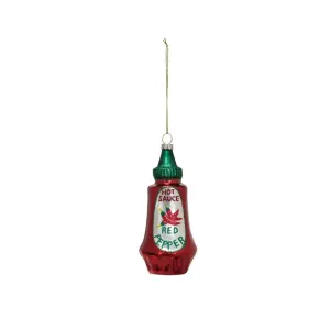 Glass Hot Sauce Bottle Ornament