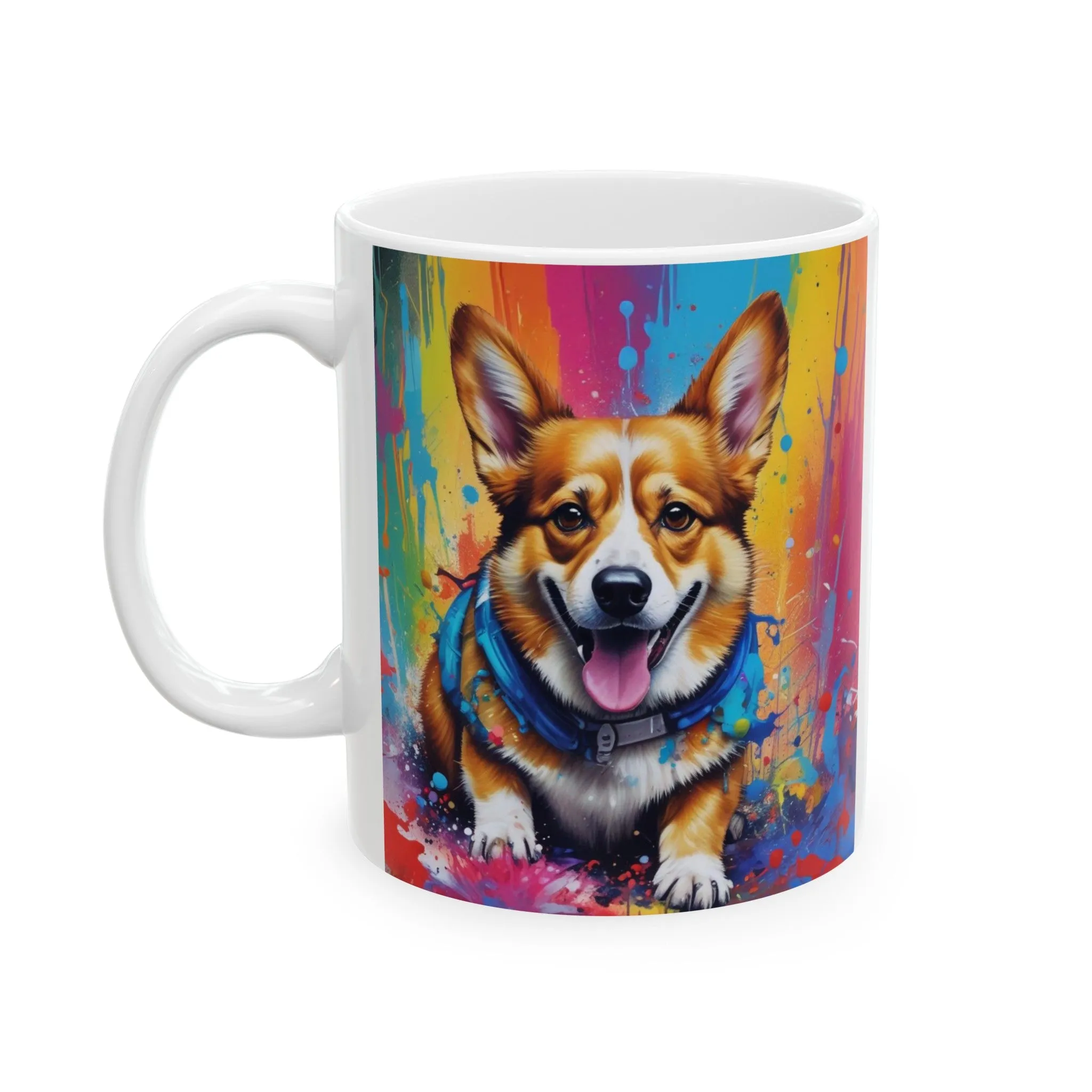 Graffiti Style Corgi Ceramic Mug, (11oz, 15oz)