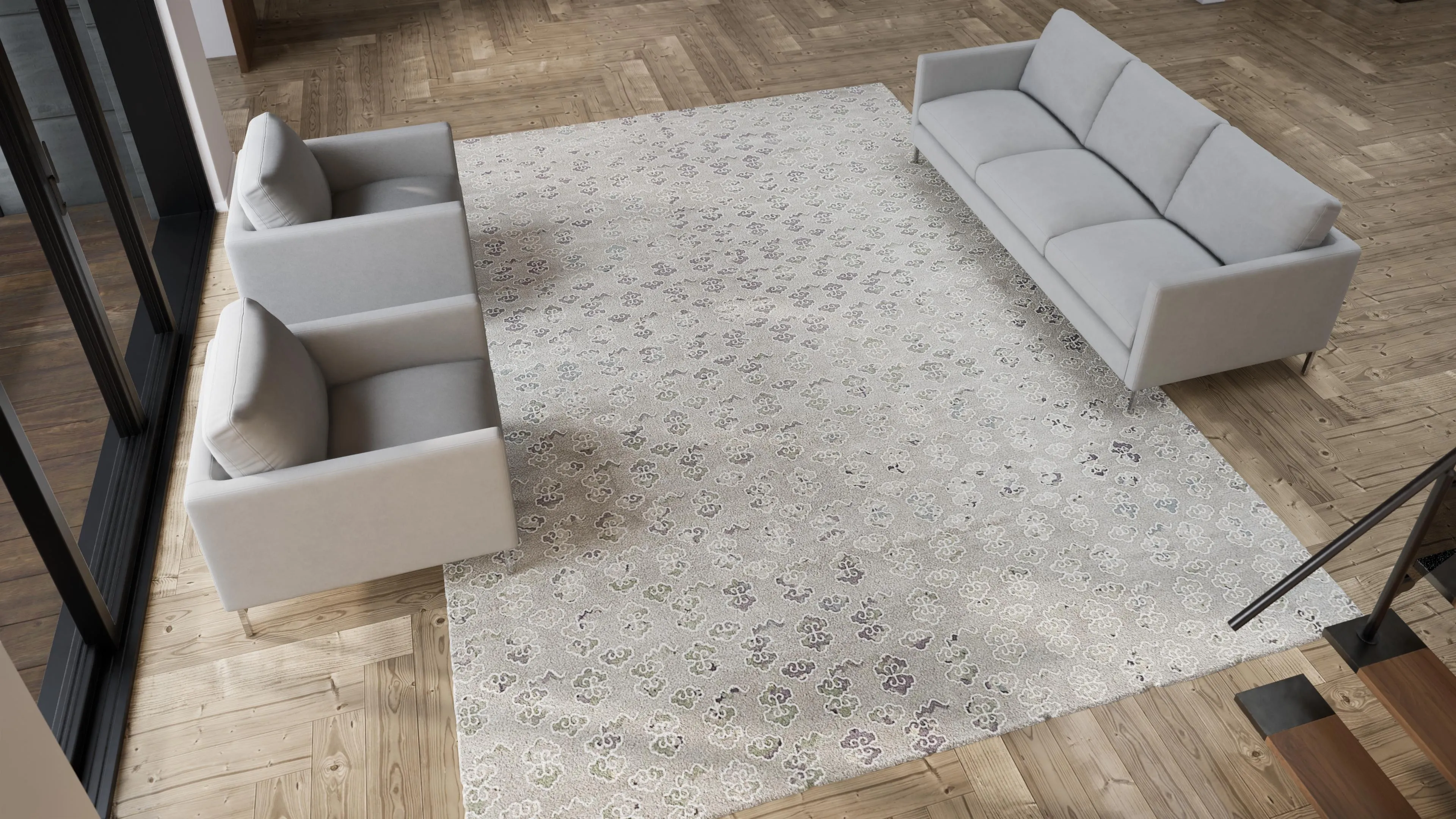 Grey Nu Vibrant Geometric Modern Tibetan Wool Rug - 10' x 14'