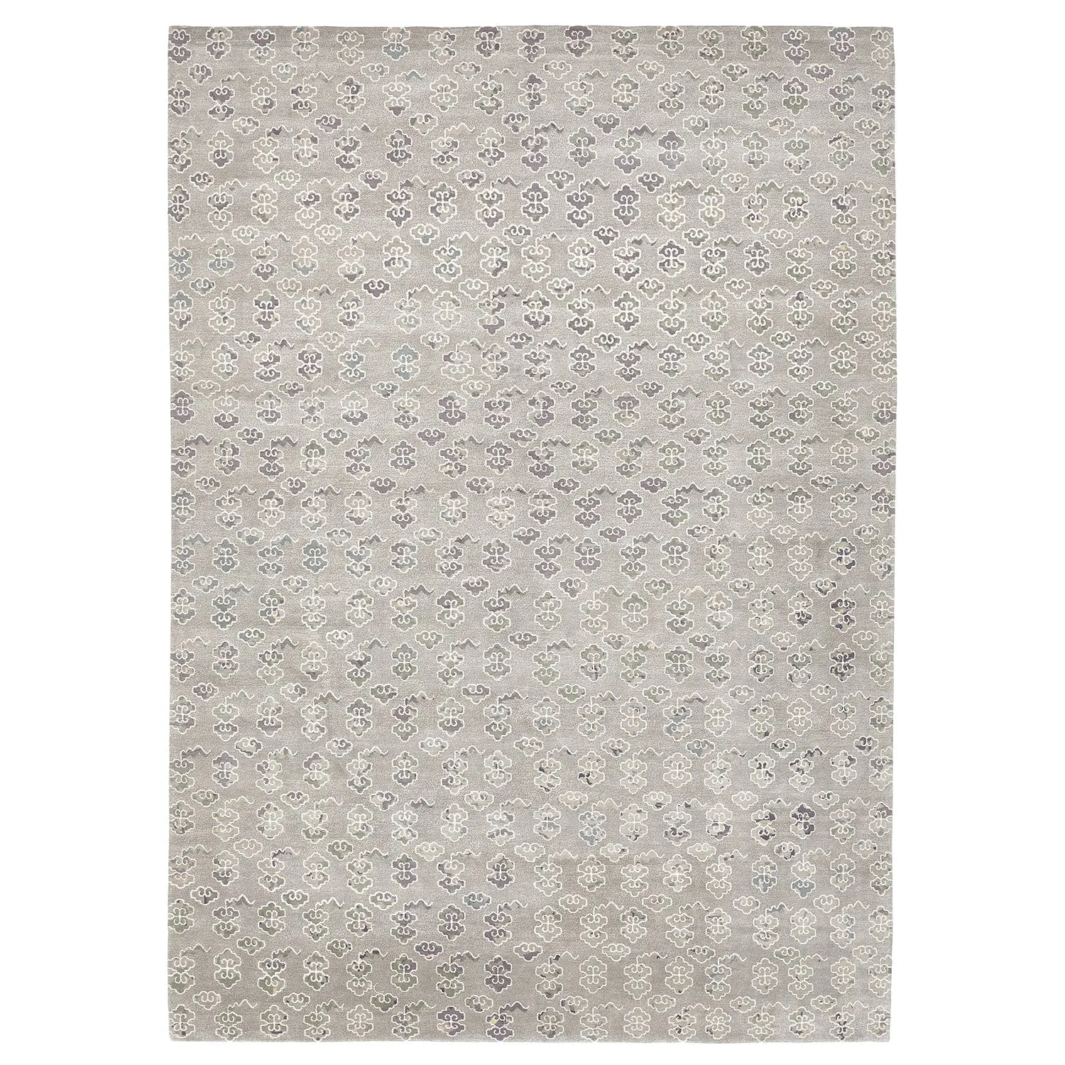 Grey Nu Vibrant Geometric Modern Tibetan Wool Rug - 10' x 14'