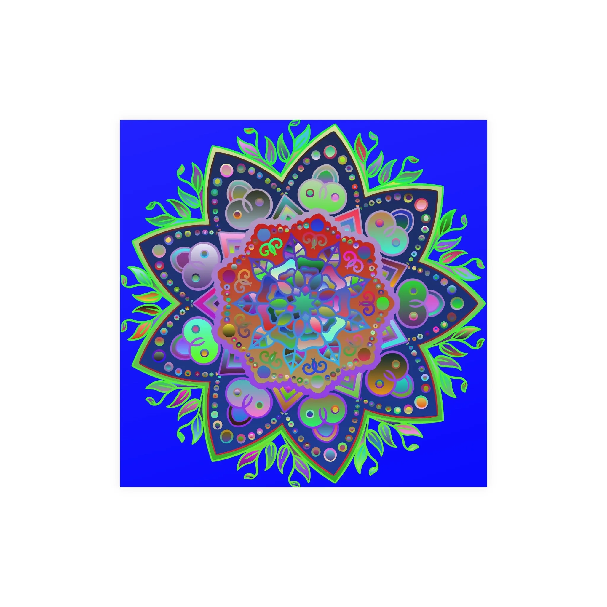 Hand-Drawn Bright Mandala Art Poster - Blue