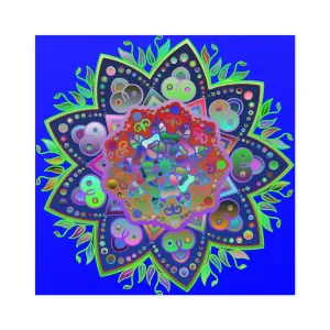 Hand-Drawn Bright Mandala Art Poster - Blue