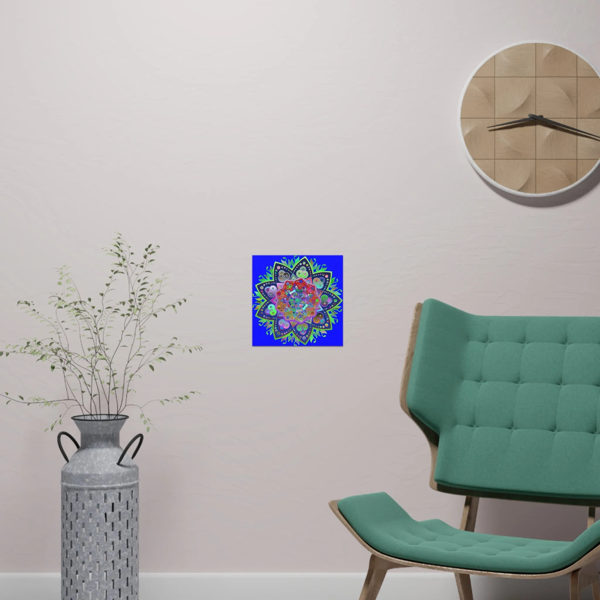 Hand-Drawn Bright Mandala Art Poster - Blue