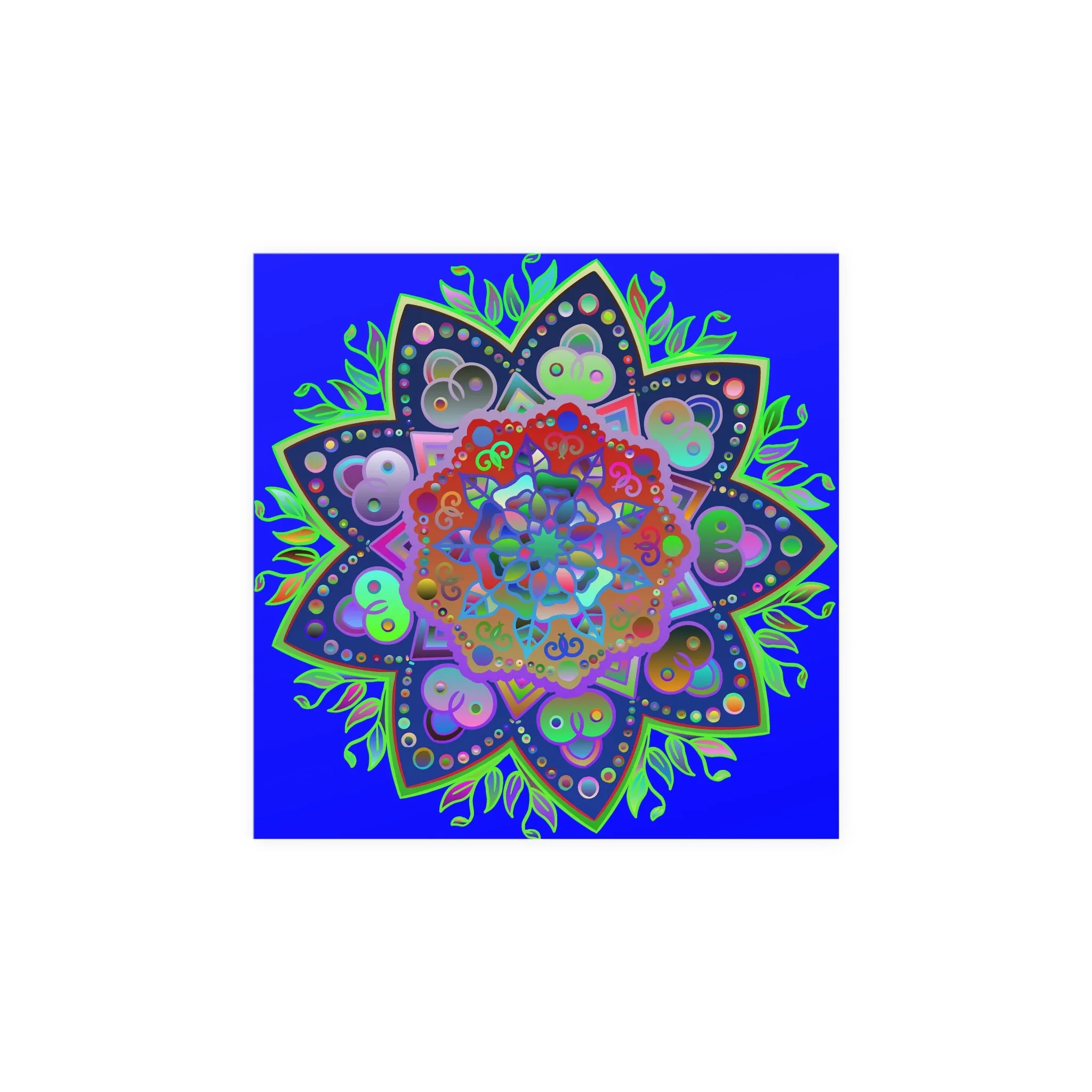 Hand-Drawn Bright Mandala Art Poster - Blue