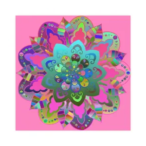 Hand-Drawn Mandala Art Poster - Light Pink